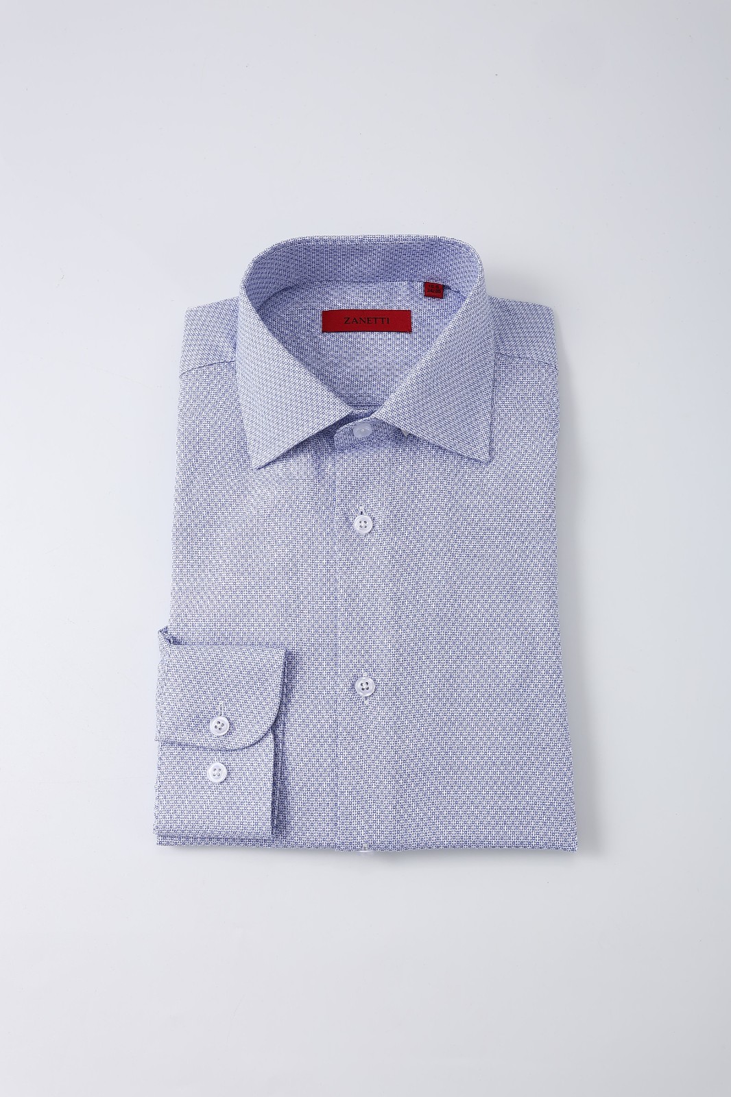 Men blue polyester fiber business formal long-sleeved shirt