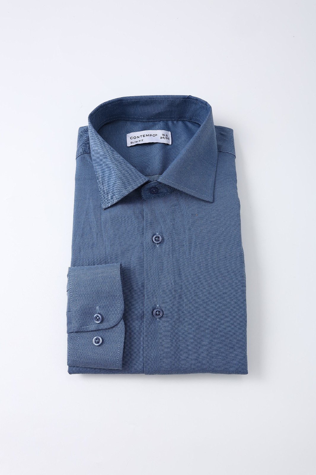 Men dark blue high-grade polyester fiber simple formal long-sleeved shirt