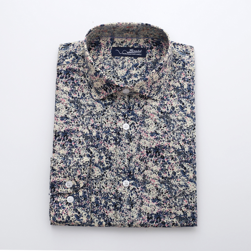 FANCY ARTISTIC NAVY/IVORY PRINTED SHIRT 