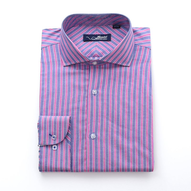 NAVY/PINK STRIPE DRESS SHIRT    
