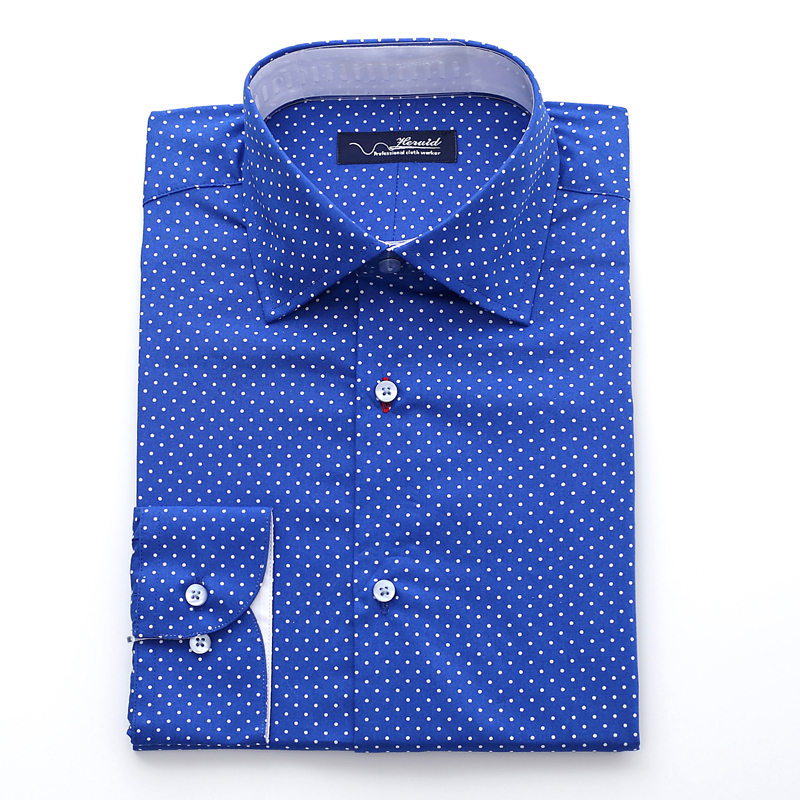 DIGITAL PRINTING BLUE/WHITE DOT DRESS SHIRT 