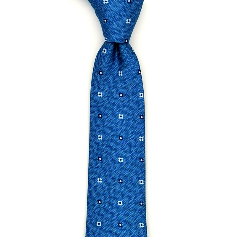 SMALL FLOWER PATTERN BLUE NECKTIE