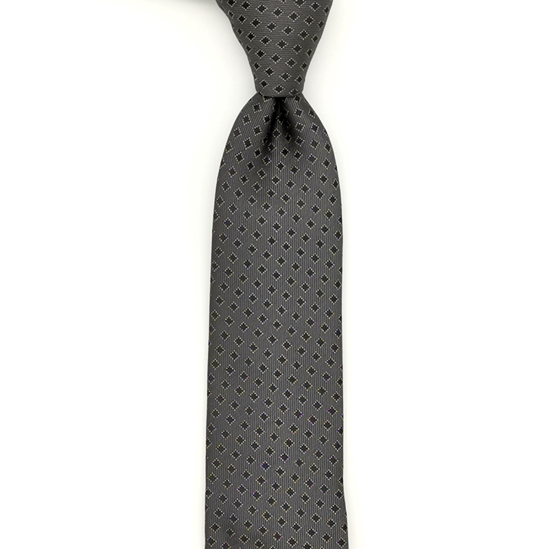 GREY SMALL SQUARE PATTERN NECKTIE