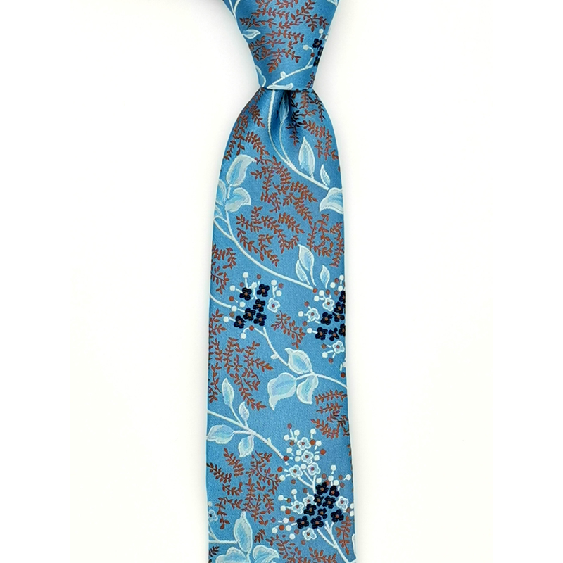 LIGHT BLUE FLOWER DESIGN NECKTIE