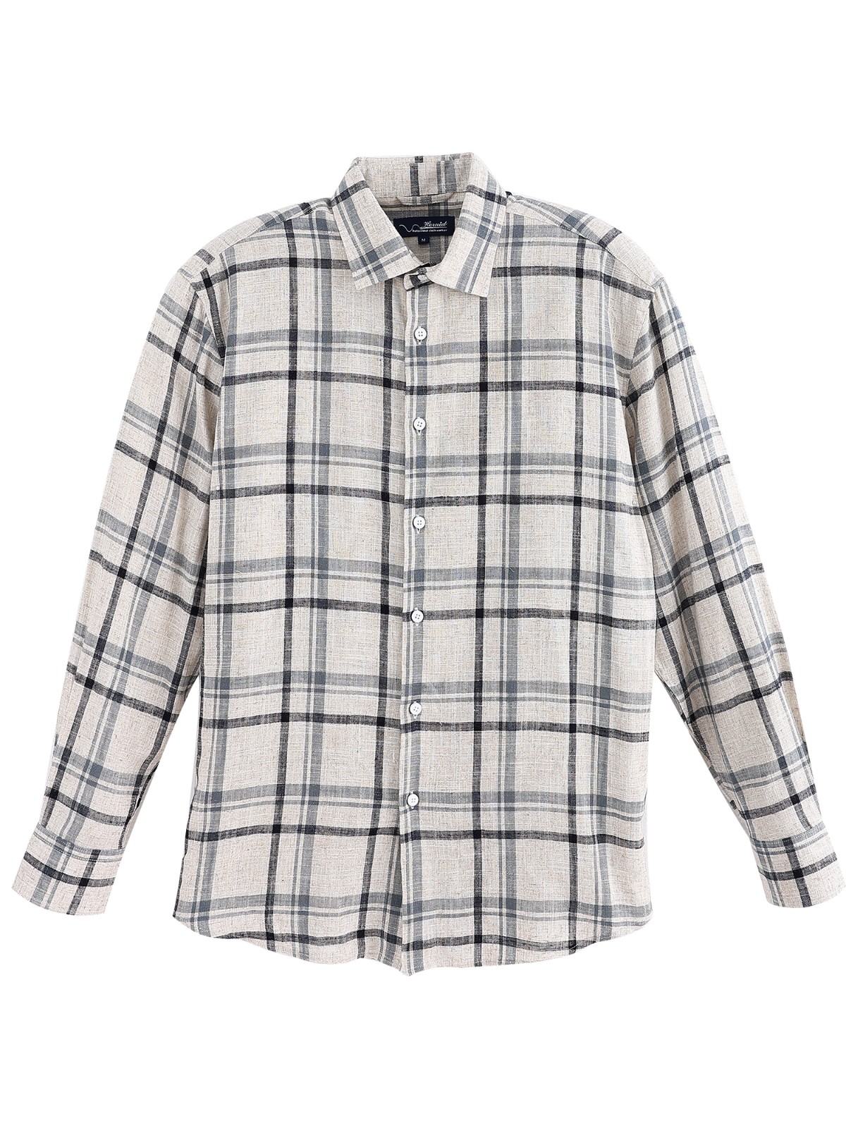Men new long-sleeved plaid shirt