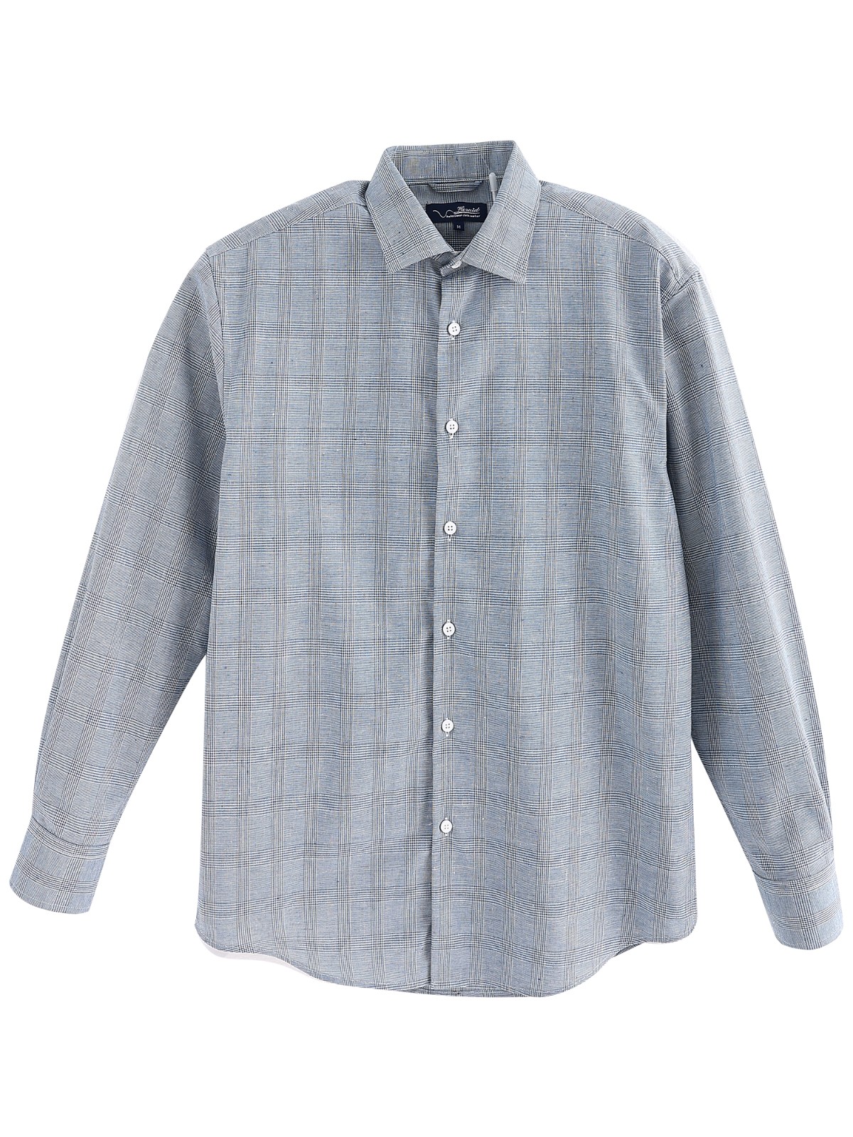 Men loose long-sleeved gray plaid shirt