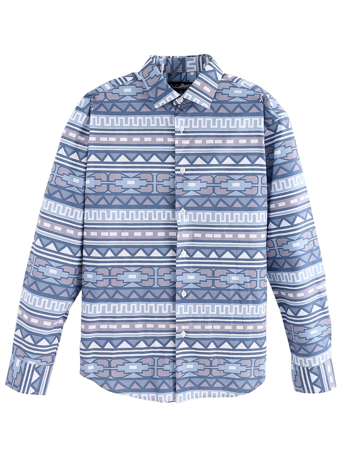 Men wrinkle-resistant comfortable printed polyester fiber long-sleeved shirt