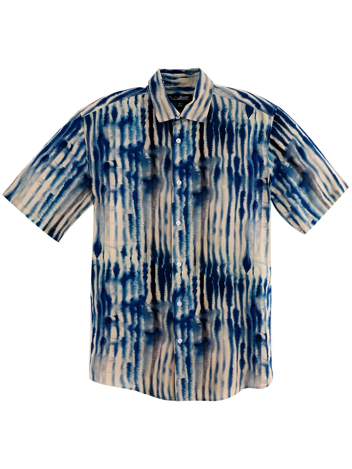 Men new tie-dyed retro printed polyester fiber short-sleeved shirt