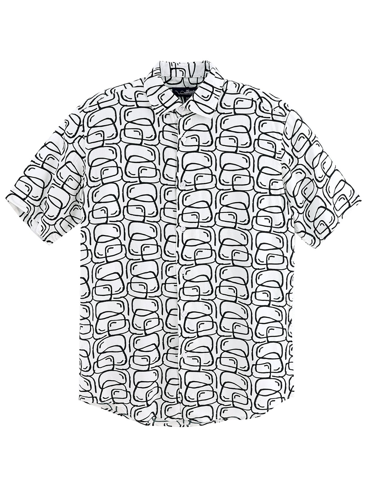 Men casual printed loose short-sleeved shirt