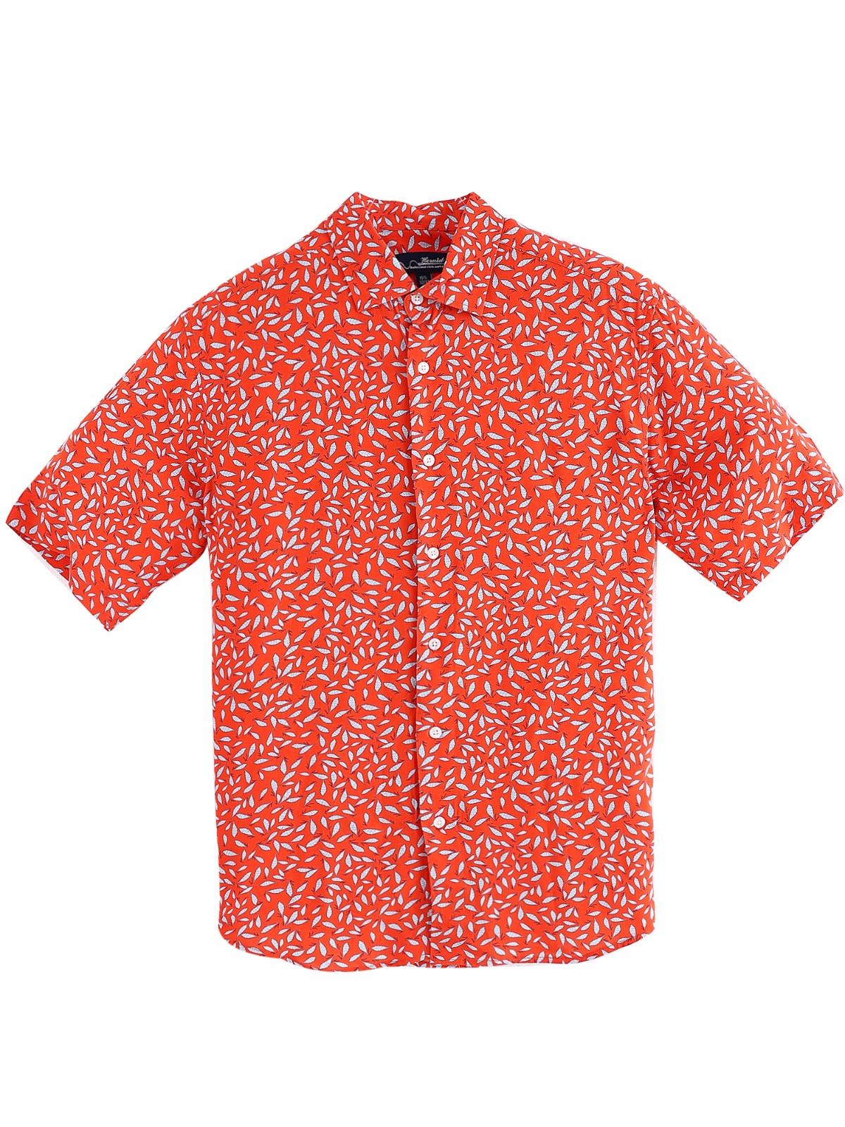 Men new red retro floral print loose short-sleeved shirt