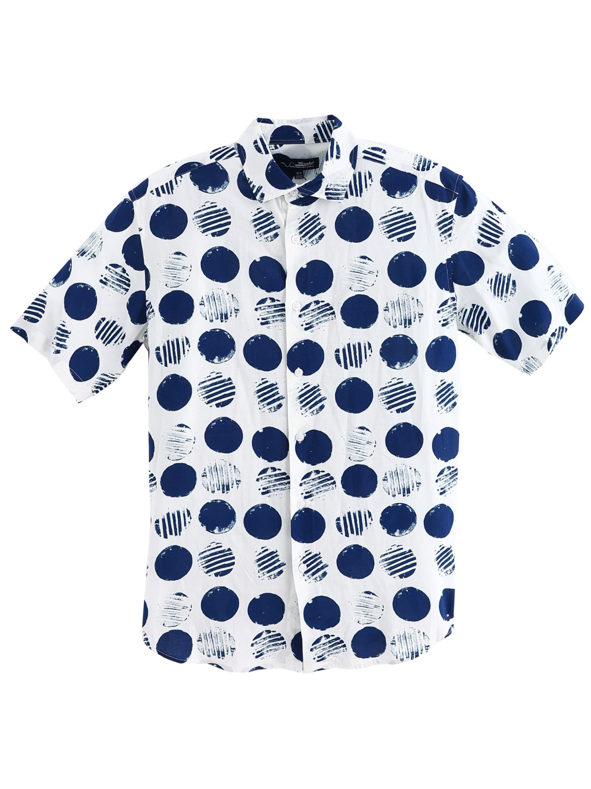 Men new small fresh polka dot print loose short sleeve shirt